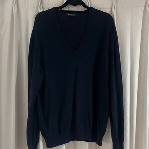 Loro Piana Men's Deep V-Neck Sweater - Navy